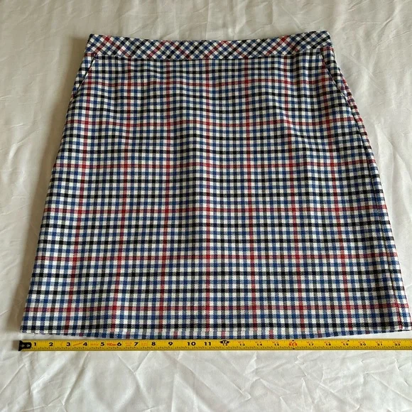 Talbots Women's Skirt 14P Red White Blue/Black Striped A-Line Lined Side Zipper. - Picture 5 of 8